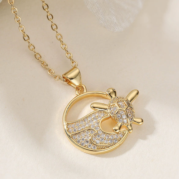 Wholesale Pendant Necklace Copper Geometric Turtle Crab Simple Stylish Women's