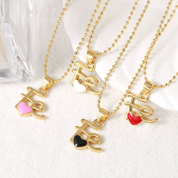 Wholesale Pendant Necklace Copper Gold Plated Heart Shape Minimalist Style