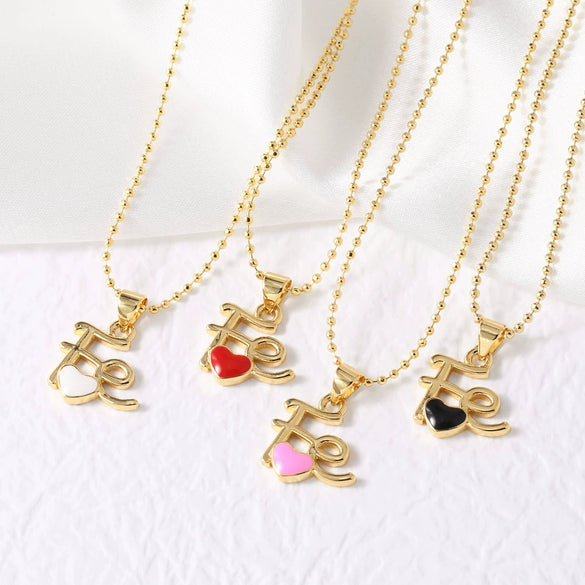 Wholesale Pendant Necklace Copper Gold Plated Heart Shape Minimalist Style