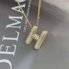 Wholesale Pendant Necklace Copper Gold Plated Zircon Chubby Balloon Bubble Letter Shape Fashion Simple
