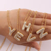 Wholesale Pendant Necklace Copper Gold Plated Zircon Chubby Balloon Bubble Letter Shape Fashion Simple