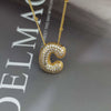 Wholesale Pendant Necklace Copper Gold Plated Zircon Chubby Balloon Bubble Letter Shape Fashion Simple