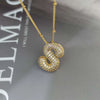 Wholesale Pendant Necklace Copper Gold Plated Zircon Chubby Balloon Bubble Letter Shape Fashion Simple