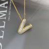 Wholesale Pendant Necklace Copper Gold Plated Zircon Chubby Balloon Bubble Letter Shape Fashion Simple