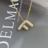 Wholesale Pendant Necklace Copper Gold Plated Zircon Chubby Balloon Bubble Letter Shape Fashion Simple