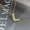 Wholesale Pendant Necklace Copper Gold Plated Zircon Chubby Balloon Bubble Letter Shape Fashion Simple