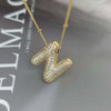 Wholesale Pendant Necklace Copper Gold Plated Zircon Chubby Balloon Bubble Letter Shape Fashion Simple