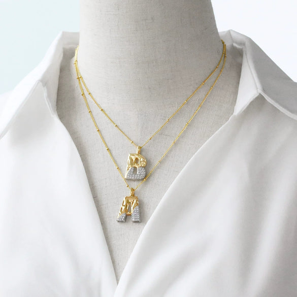 Wholesale Pendant Necklace Copper Goldplated With Letter Pattern Pearl Chain Minimalist Style Unisex