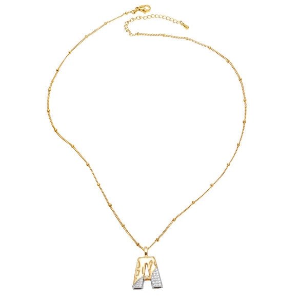 Wholesale Pendant Necklace Copper Goldplated With Letter Pattern Pearl Chain Minimalist Style Unisex