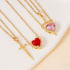 Wholesale Pendant Necklace Copper Inlaid Zircon Light Luxury Retro Love Heart Shape Electroplating