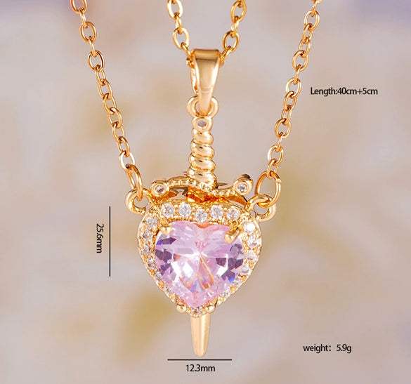 Wholesale Pendant Necklace Copper Inlaid Zircon Light Luxury Retro Love Heart Shape Electroplating