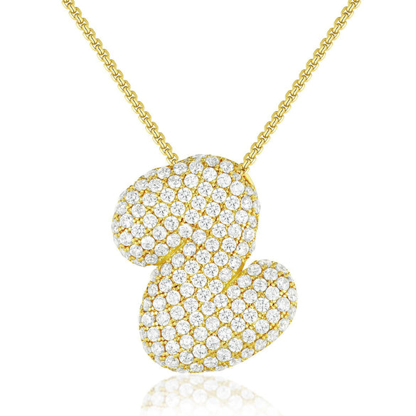 Wholesale Pendant Necklace Copper Inlaid Zircon Light Luxury Style With Letter Pattern Electroplated