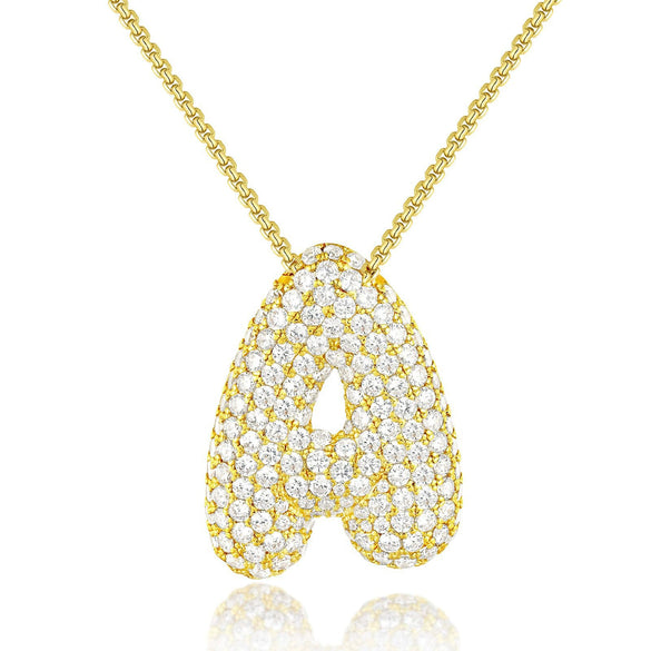 Wholesale Pendant Necklace Copper Inlaid Zircon Light Luxury Style With Letter Pattern Electroplated