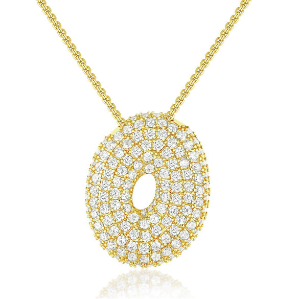 Wholesale Pendant Necklace Copper Inlaid Zircon Light Luxury Style With Letter Pattern Electroplated