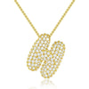 Wholesale Pendant Necklace Copper Inlaid Zircon Light Luxury Style With Letter Pattern Electroplated