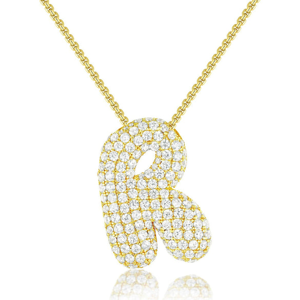 Wholesale Pendant Necklace Copper Inlaid Zircon Light Luxury Style With Letter Pattern Electroplated