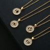 Wholesale Pendant Necklace Copper Inlaid Zircon Small Round With Letters Numbers Text Electroplated