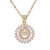 Wholesale Pendant Necklace Copper Inlaid Zircon Small Round With Letters Numbers Text Electroplated