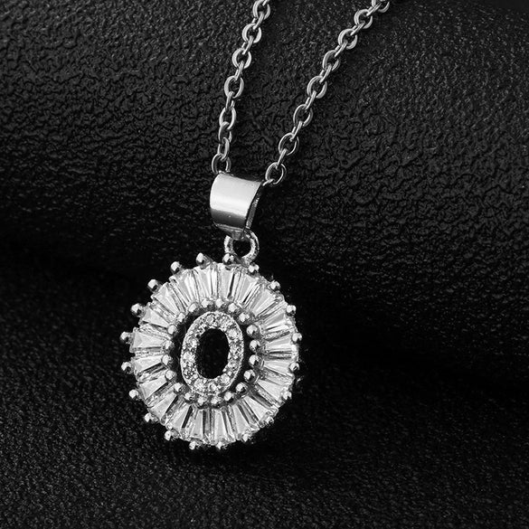 Wholesale Pendant Necklace Copper Inlaid Zircon Small Round With Letters Numbers Text Electroplated