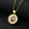 Wholesale Pendant Necklace Copper Inlaid Zircon Small Round With Letters Numbers Text Electroplated