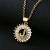 Wholesale Pendant Necklace Copper Inlaid Zircon Small Round With Letters Numbers Text Electroplated