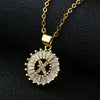 Wholesale Pendant Necklace Copper Inlaid Zircon Small Round With Letters Numbers Text Electroplated