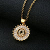 Wholesale Pendant Necklace Copper Inlaid Zircon Small Round With Letters Numbers Text Electroplated
