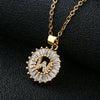 Wholesale Pendant Necklace Copper Inlaid Zircon Small Round With Letters Numbers Text Electroplated