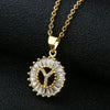 Wholesale Pendant Necklace Copper Inlaid Zircon Small Round With Letters Numbers Text Electroplated