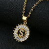 Wholesale Pendant Necklace Copper Inlaid Zircon Small Round With Letters Numbers Text Electroplated