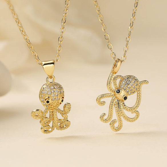 Wholesale Pendant Necklace Copper 18K Goldplated Geometric Octopus Design Simple Style For Women
