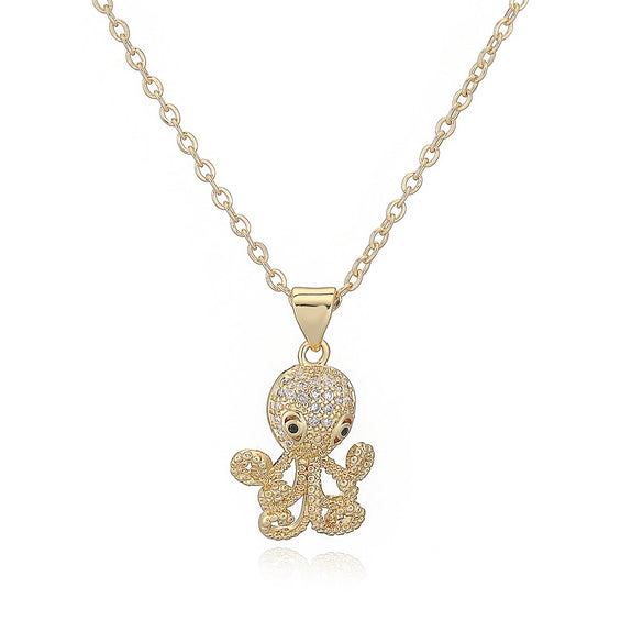 Wholesale Pendant Necklace Copper 18K Goldplated Geometric Octopus Design Simple Style For Women