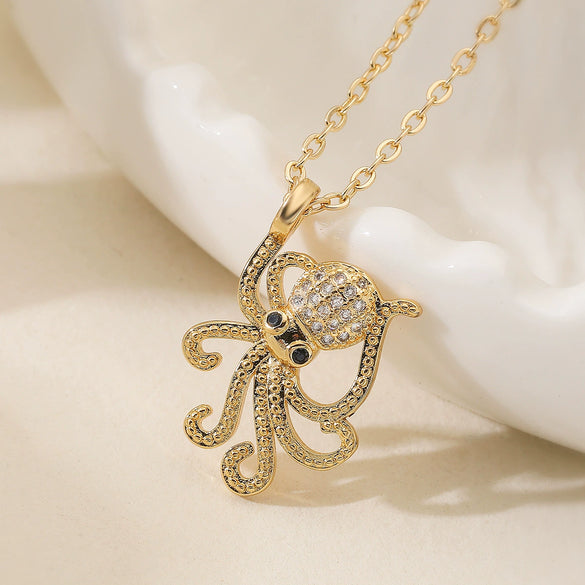 Wholesale Pendant Necklace Copper 18K Goldplated Geometric Octopus Design Simple Style For Women