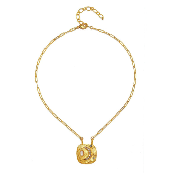 Wholesale Pendant Necklace Copper Mixed Gem Inlay Geometric Retro Style Electroplating