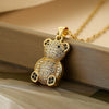 Wholesale Pendant Necklace Copper Plated Real Gold Zircon Bear Geometric Style For Female