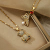 Wholesale Pendant Necklace Copper Plated Real Gold Zircon Bear Geometric Style For Female