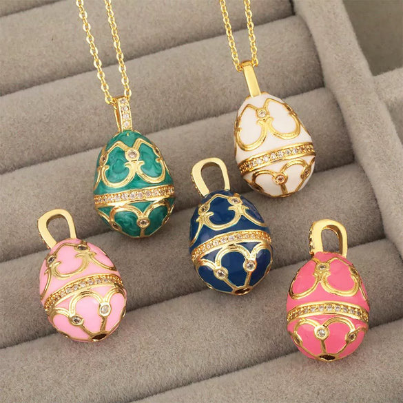 Wholesale Pendant Necklace Copper Real Gold Plated Microset Zircon Retro Geometric Dripping Oil Style