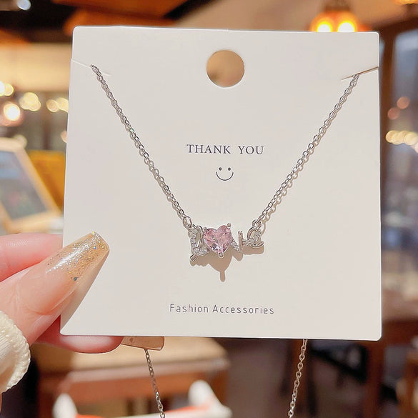 Wholesale Pendant Necklace Copper Star And Moon Bow Zircon Mixed Gemstone Setting For Women