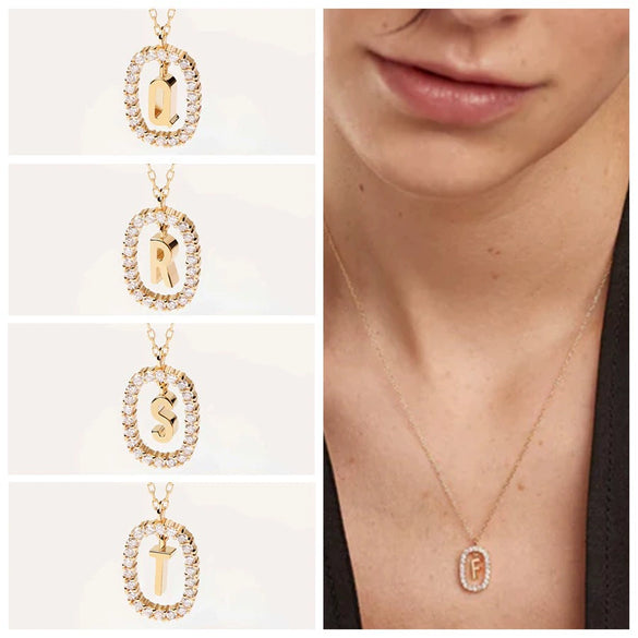 Wholesale Pendant Necklace Copper With Letters Numbers Text Pattern And Diamond Design For Women