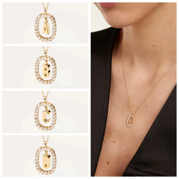 Wholesale Pendant Necklace Copper With Letters Numbers Text Pattern And Diamond Design For Women