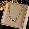 Wholesale Pendant Necklace Fashion Simple Double Layer Stacked Love Themed Titanium Steel With Diamond Embedded Square And Round Pearl Electroplated For Women