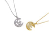 Wholesale Pendant Necklace For Women Copper Titanium Steel Moon Shape With Diamonds Electroplating Jewelry