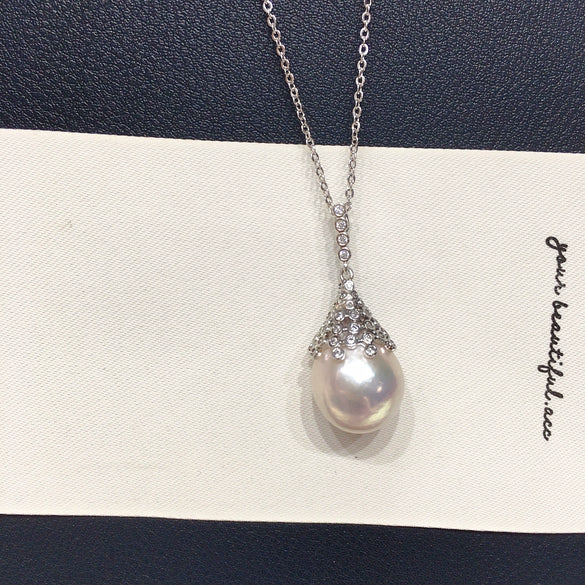 Wholesale Pendant Necklace Freshwater Pearl Copper Round Baroque Alien Shape Fashion Ol Minimalist Style