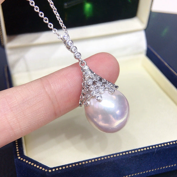 Wholesale Pendant Necklace Freshwater Pearl Copper Round Baroque Alien Shape Fashion Ol Minimalist Style