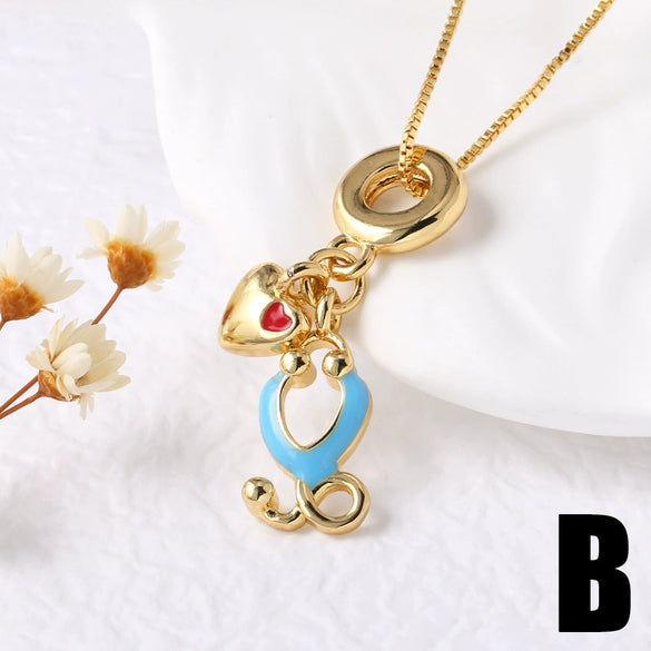 Wholesale Pendant Necklace Geometric Copper 18K Gold Plated Clavicle Chain Minimalist Style