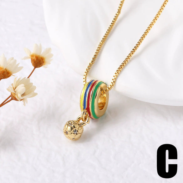 Wholesale Pendant Necklace Geometric Copper 18K Gold Plated Clavicle Chain Minimalist Style