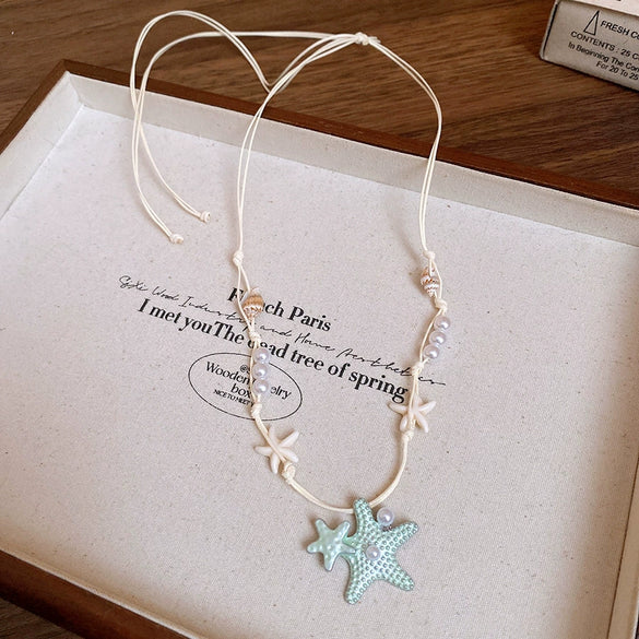 Wholesale Pendant Necklace Handmade Artificial Crystal And Shell Animal Zodiac Clavicle Chain For Women Vacation Style