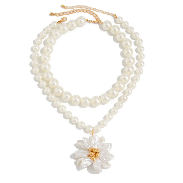 Wholesale Pendant Necklace Imitation Pearl Flower Handmade