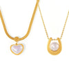 Wholesale Pendant Necklace Imitation Pearl Geometric Heartshaped 316L Stainless Steel 18K Gold Plated For Women Light Luxury Style