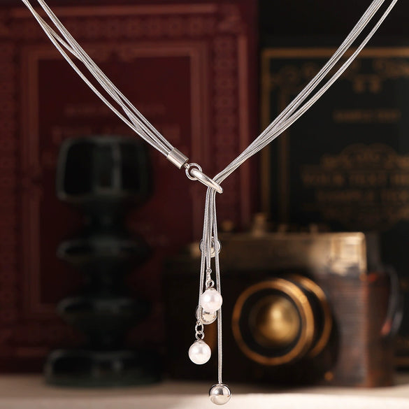 Wholesale Pendant Necklace Imitation Pearl Stainless Steel Geometric Style Electroplating For Women